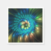 Serviette En Papier Fleur d'Imaginaire lumineux, Fractale Abstraite co (Devant)