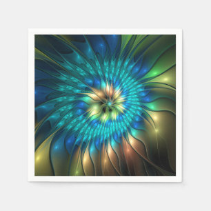 Serviette En Papier Fleur d'Imaginaire lumineux, Fractale Abstraite co