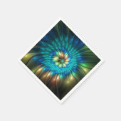 Serviette En Papier Fleur d'Imaginaire lumineux, Fractale Abstraite co (Coin)