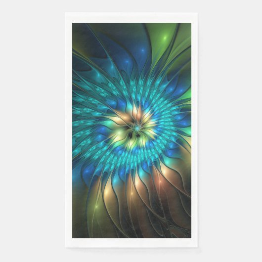 Serviette En Papier Fleur d'Imaginaire lumineux, Fractale Abstraite co (Devant)