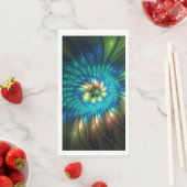 Serviette En Papier Fleur d'Imaginaire lumineux, Fractale Abstraite co (En situation)