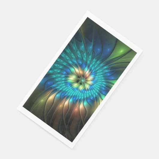 Serviette En Papier Fleur d'Imaginaire lumineux, Fractale Abstraite co (Coin)