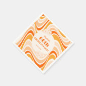Serviette En Papier Fleur d'onde rétro Orange Pêche Anniversaire (Coin)