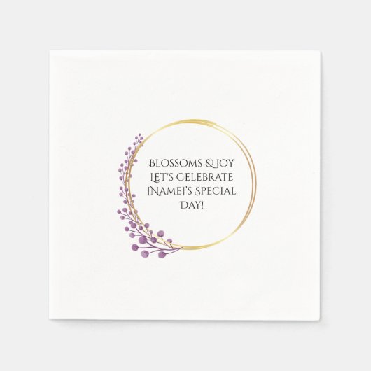Serviette En Papier Fleur d'or Fleur d'anniversaire (Devant)