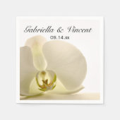 Serviette En Papier Fleur d'orchidées sur Mariage blanc (Devant)