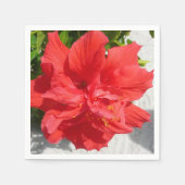 Serviette En Papier Fleur double hibiscus rouge (Devant)