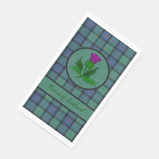 Serviette En Papier Fleur écossaise Tartan (Coin)