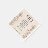 Serviette En Papier Fleur élégante 90 ans Fête Florale 90e anniversair (Coin)