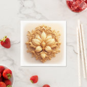 Serviette En Papier Fleur élégante d'orchidée dorée (En situation)