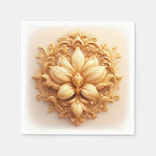 Serviette En Papier Fleur élégante d'orchidée dorée