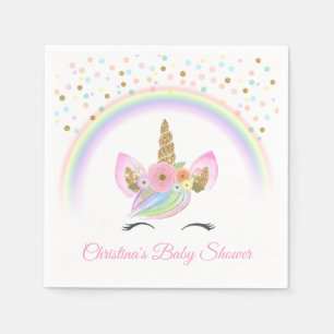 Serviette En Papier Fleur Floral Rainbow Unicorn Baby shower Party