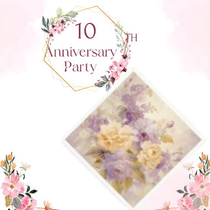 Serviette En Papier Fleur florale violette et jaune
