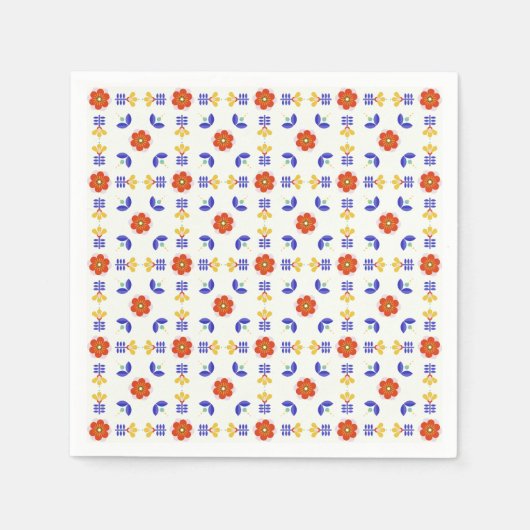 Serviette En Papier Fleur folk Art Neon Motif géométrique (Devant)