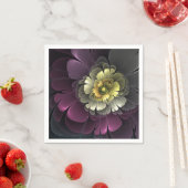 Serviette En Papier Fleur fractale grise de pourpre moderne abstraite (En situation)