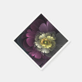 Serviette En Papier Fleur fractale grise de pourpre moderne abstraite (Coin)