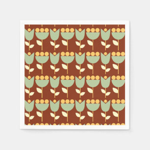 Serviette En Papier Fleur géométrique rétro Bauhaus Anniversaire Brown