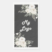 Serviette En Papier Fleur gris logo affaires beige (Devant)