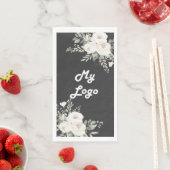 Serviette En Papier Fleur gris logo affaires beige (En situation)