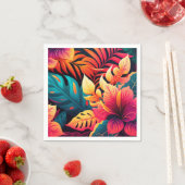 Serviette En Papier Fleur hawaïenne motif tropical fleuri lumineux (En situation)