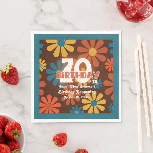 Serviette En Papier Fleur Hippie rétro 1960's 70e anniversaire (En situation)