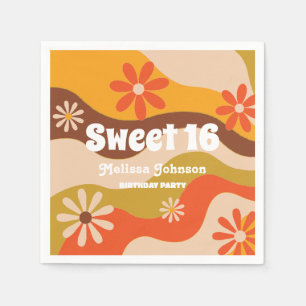 Serviette En Papier Fleur hippie Super rétro Sweet 16