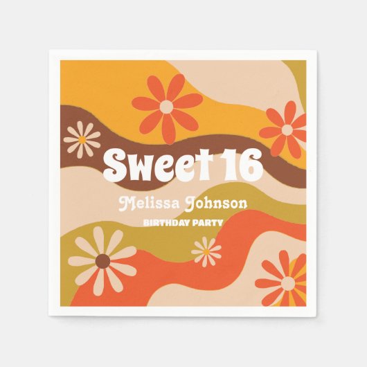 Serviette En Papier Fleur hippie Super rétro Sweet 16 (Devant)