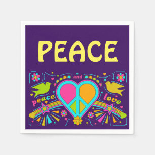 Serviette En Papier Fleur Hippy Peace dîner fête d'enfant