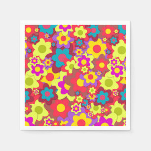 Serviette En Papier Fleur Hippy Peace dîner fête d'enfant