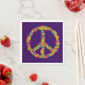 Serviette En Papier Fleur Hippy Peace dîner fête d'enfant (En situation)
