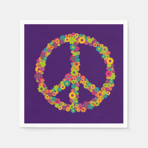 Serviette En Papier Fleur Hippy Peace dîner fête d'enfant