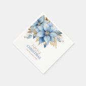 Serviette En Papier Fleur Icy Blue Gold Poinsettia Noël (Coin)