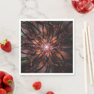 Serviette En Papier Fleur imaginaire fractale douce et tendresse