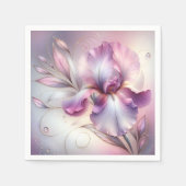 Serviette En Papier Fleur Iris Avec Etch Or (Devant)
