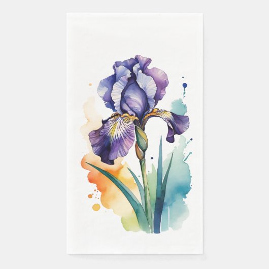 Serviette En Papier Fleur Iris Violet (Devant)
