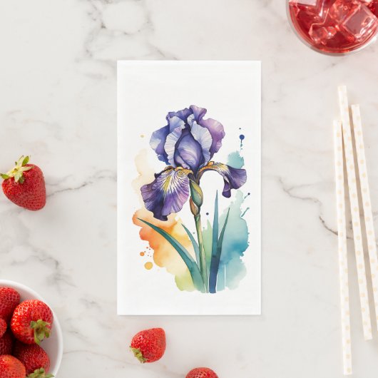 Serviette En Papier Fleur Iris Violet (En situation)