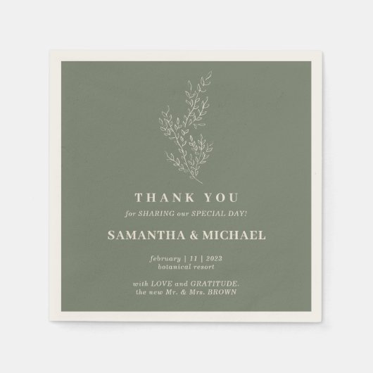 Serviette En Papier Fleur ivoire de Sage Mariage moderne (Devant)