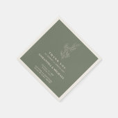 Serviette En Papier Fleur ivoire de Sage Mariage moderne (Coin)