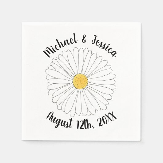 Serviette En Papier Fleur Jardin Floral Jaune Blanc (Devant)
