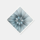 Serviette En Papier Fleur Joyeuse Abstrait gris bleu floral Fractal (Coin)