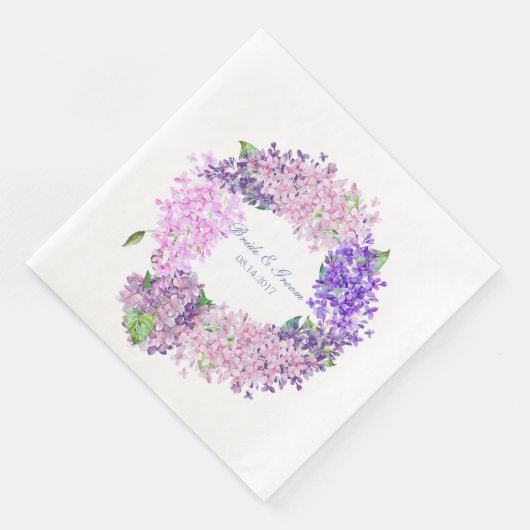 Serviette En Papier Fleur Lilac de printemps Mariage floral (Coin)