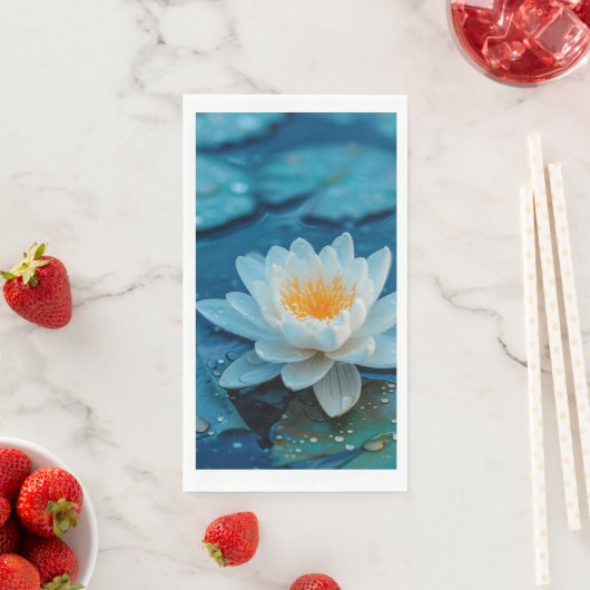 Serviette En Papier Fleur Lotus blanche (En situation)