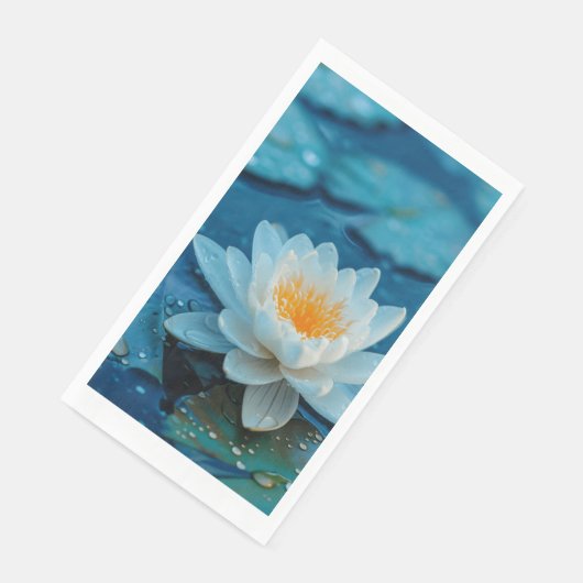 Serviette En Papier Fleur Lotus blanche (Coin)