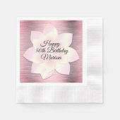 Serviette En Papier Fleur Lotus Rose Blush Élégante Anniversaire (Devant)
