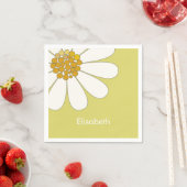 Serviette En Papier Fleur marguerite blanche Nom personnalisé Annivers (En situation)