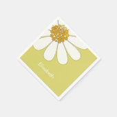 Serviette En Papier Fleur marguerite blanche Nom personnalisé Annivers (Coin)