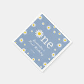 Serviette En Papier Fleur marguerite Chamomile Elégant Bleu Anniversai (Coin)