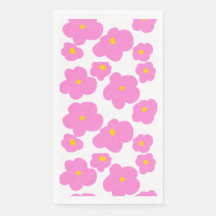 Serviette En Papier Fleur marguerite rose jaune moderne motif élégant