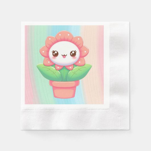 Serviette En Papier Fleur mignonne, capricieuse en pot (Devant)