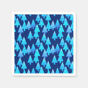 Serviette En Papier Fleur moderne arbres de Noël - bleu cobalt