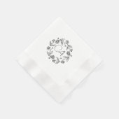 Serviette En Papier Fleur moderne de retraite classique noir (Coin)